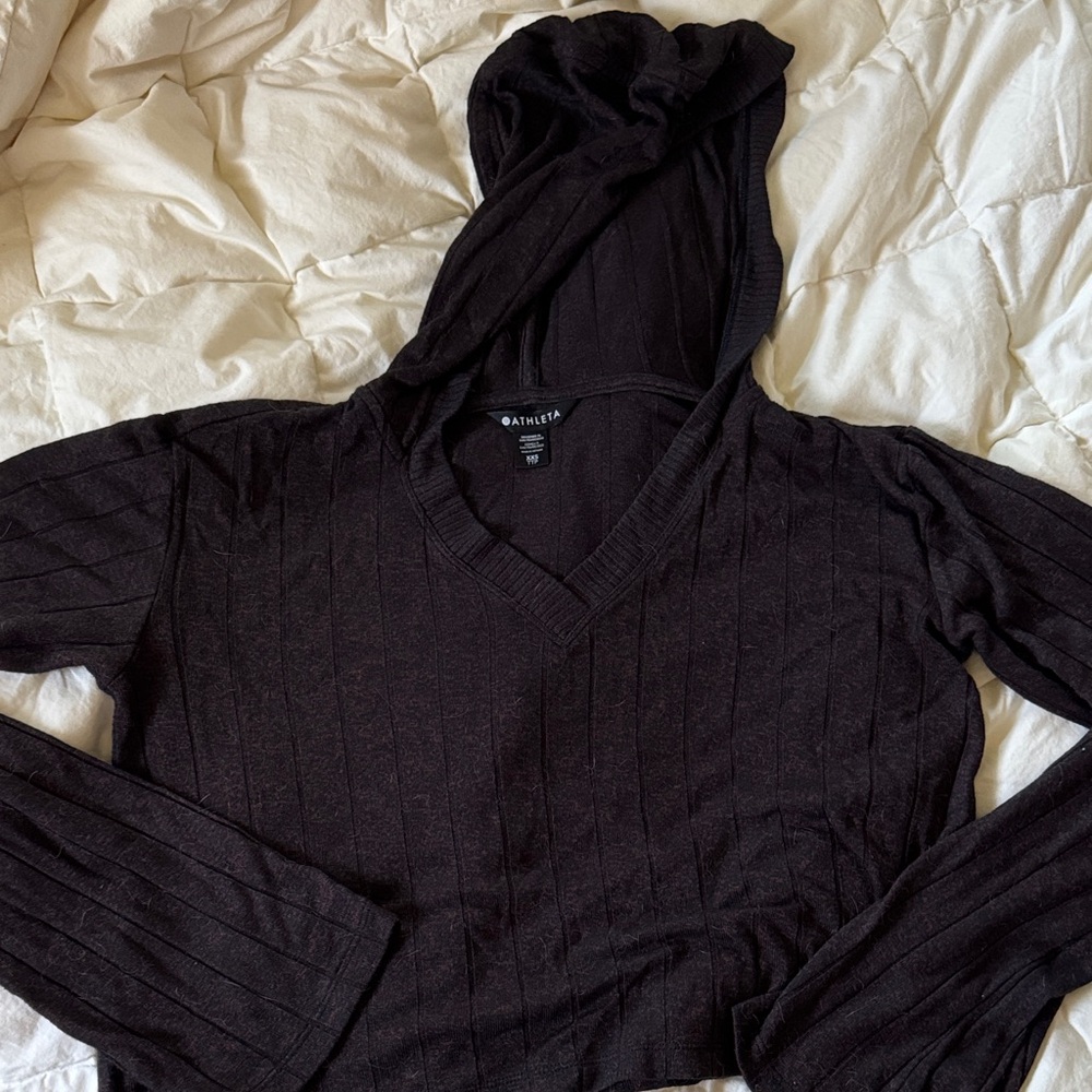 Athleta Dark V-Neck Hooded Women's Sweater
